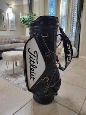 Vintage Titleist 6-way Golf Bag Black White Classic Staff Style Leather